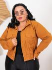 Jaqueta Feminina Plus Size Botão Encapado Tendência Da Moda