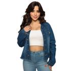 Jaqueta Jeans Com Babado Feminino Tendência Inverno Estilo Fashion Comfort Premium