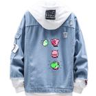 Jaqueta jeans, estilo casual, design criativo, Kirby Egg Cute