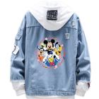 Jaqueta jeans estilo casual Mickey Mouse Pattern para homens