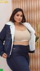 Jaqueta Jeans Feminina Plus Size Forrada Lançamento de Outono Sol Jeans-80000