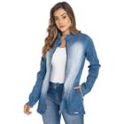 Jaqueta Jeans HNO Blazer com Zíper Acinturada Premium