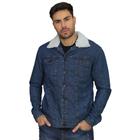 Jaqueta Jeans Masculina Casaco Casual Liso Forrado Pelinho