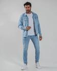 Jaqueta Jeans Masculina com Botão de Pressão Estilo Casual