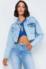 Jaqueta jeans trucker cropped manga longa