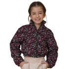 Jaqueta Juvenil Look Jeans Puff Floral Preto