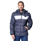 Jaqueta Masculina Puffer Gangster com Capuz Marinho/Branco