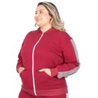 Jaqueta moletom feminina blusa flanelada com capuz faixa