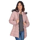 Jaqueta Parka Feminina Peluciada Puffer Capuz Removível