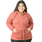 Jaqueta Parka Suede Feminina Catwalk Hibisco Plus Size