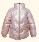 Jaqueta Puffer Cropped Metalizada Forrada Feminina Inverno