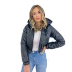 Jaqueta Puffer Feminina Preta Com Capuz Curta