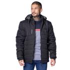 Jaqueta Puffer Masculina Gangster com Capuz Preto