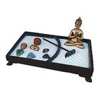 Jardim Zen Retangular Arei Rastelo Buda mini Pedra 7 Chakras - Decore Casa