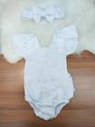 Jardineira Body Romper Be Batizado Ano Novo C/ Tiara Em Lese