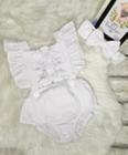 Jardineira Body Romper Bebe Ano Novo Batizado C Tiara Rendado