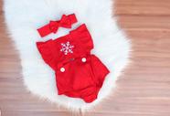 Jardineira Body Romper Temático Romper Natal C Tiara Bebe Manina