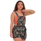 Jardineira feminina short curto com bolsos e ziper lateral PP P M - Macaquinho curto de suspensorios regulaveis 36 38 40