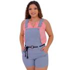 Jardineira feminina short curto com bolsos e ziper lateral PP P M - Macaquinho curto de suspensorios regulaveis 36 38 40