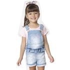 Jardineira Infantil Look Jeans c/ Blusinha Jeans