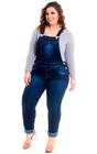 Jardineira Jeans Longa Plus Size Azul e Preta