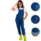 Jardineira Macacão Calça Jeans Comprida Feminina Infantil Menina