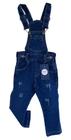 jardineira macacão jeans azul menino infantil com lycra tam de 1 a 3 anos