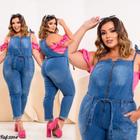 Jardineira plus size capri jeans com lycra ref:2304