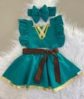 Jardineira Romper Body Roupa De Bebe Princesa Merida Valente