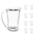 Jarra 1500ml com 8 Copos 300ml em Acrílico Geometric com Tampa para Suco, Água, Drinks e Refrescos