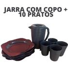 Jarra Suco E Prato Quadrado Kit Festa Merenda Escola