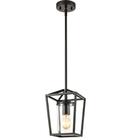 JEENKAE Industrial Black Pendant Iluminação Vintage Gaiola Pendurado Luz com Sombra de Cilindro de Vidro Claro