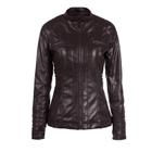 JESSIC Outono Inverno Thin Faux Leather Jackets Mulheres Preto P