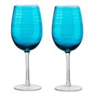 Jg 02 tacas para vinho joy em vidro 485ml azul turquesa - Fracalanza