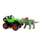 Jipe / Jeep Verde com Dinossauro Triceratops - Dino Island - Silmar Plasticos Ltda