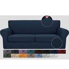 JIVINER Mais novo 3 peças Capas de sofá para 2 almofadas Sofá Esticado Sofá Slipcover com 2 Almofadas de Assento Extra Grande Cobre Espessa Coberturas de Sofá Dente para Sala de Estar (XL Loveseat, Azul Marinho)