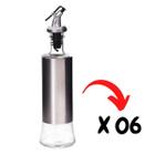 Jogo 06 Galheteiro eite Vinagre 300Ml Vidro Inox C/Dosador