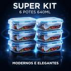 Jogo 06 Pote Vidro Hermético Marmita Mantimentos Tampa 640ml