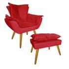 Jogo 1 Poltrona e 1 Puff Para Sala Comercial Apolo Suede Vermelho - LM DECOR