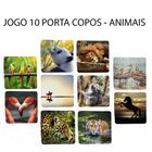 Jogo 10 Apoio de Copos Personalizado Neoprene Animais mais lindos Quadrado