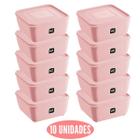 Jogo 10 potes Rosa Quadrado 5 L Tampa Boa Vedação