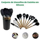 Jogo 11 Peças Colheres De Silicone Utensílios Cozinha Preto - DRAIK