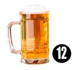 Jogo 12 Copo Caneca de Chopp e Cerveja Vidro 350 ml Cerveja