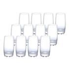 Jogo 12 Copos Vidro Apolo Transparente Long Drink Água Suco Multiuso 370ml