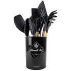 Jogo 12 Peças Utensílios Silicone Colher Espátula Preto