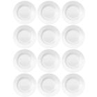 Jogo 12 Pratos de Sobremesa 19cm Opaline Menu Nadir Figueiredo em Vidro Temperado Branco