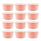 Jogo 12 Ramekins Rosa 77ml Porcelana Aperitivo Buffet Doce - Terramada