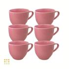 Jogo 12 Xícara Chá Café 170ml Rosa em Porcelana