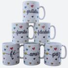 Jogo 15 canecas 300ml Frases Motivacionais - Kit Porcelana