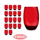 Jogo 18 Copos Redondos California Vermelho Translucido 450ml